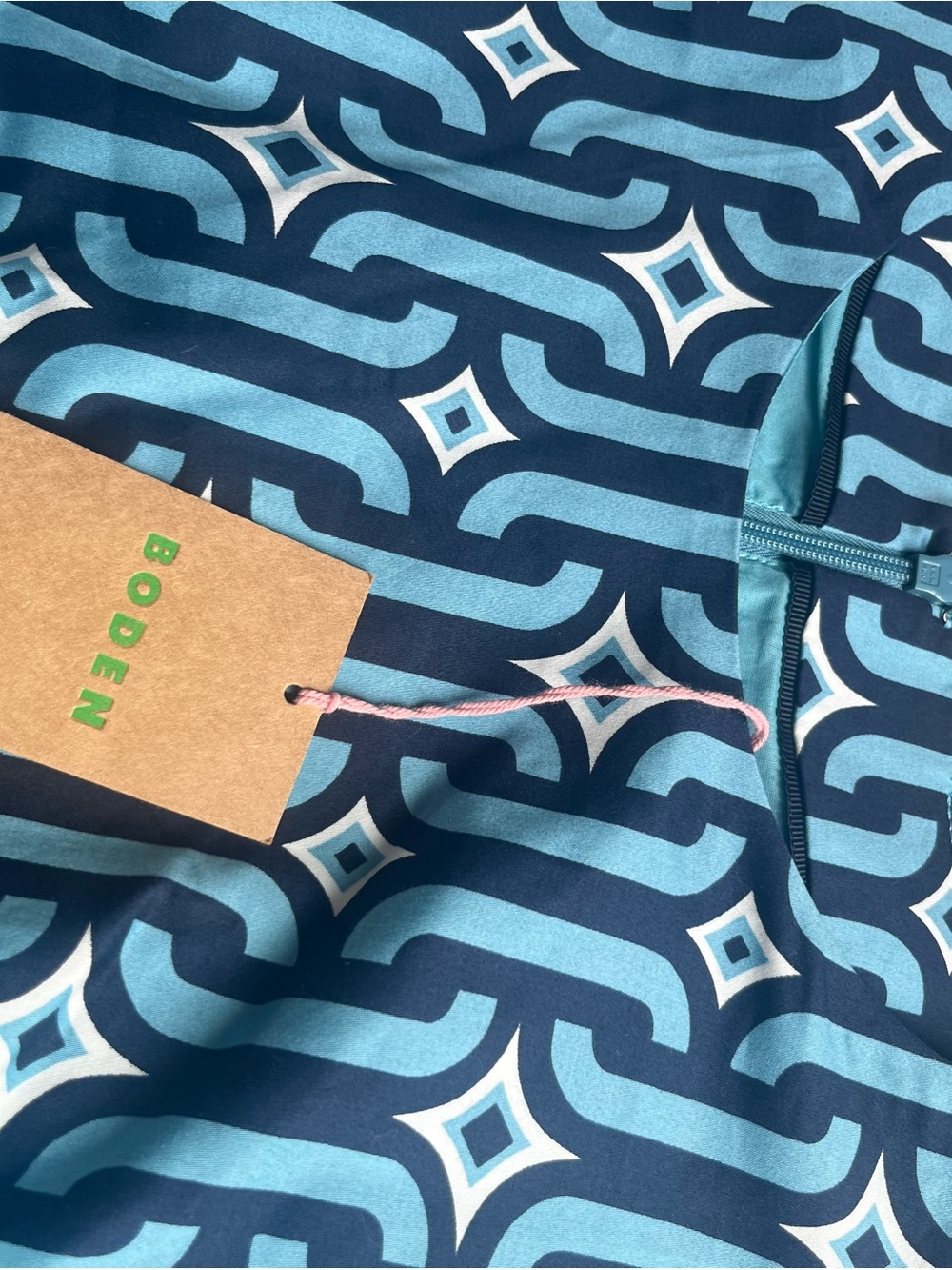 Boden Teal & Navy Geometric Print Dress - Picture 2 of 3